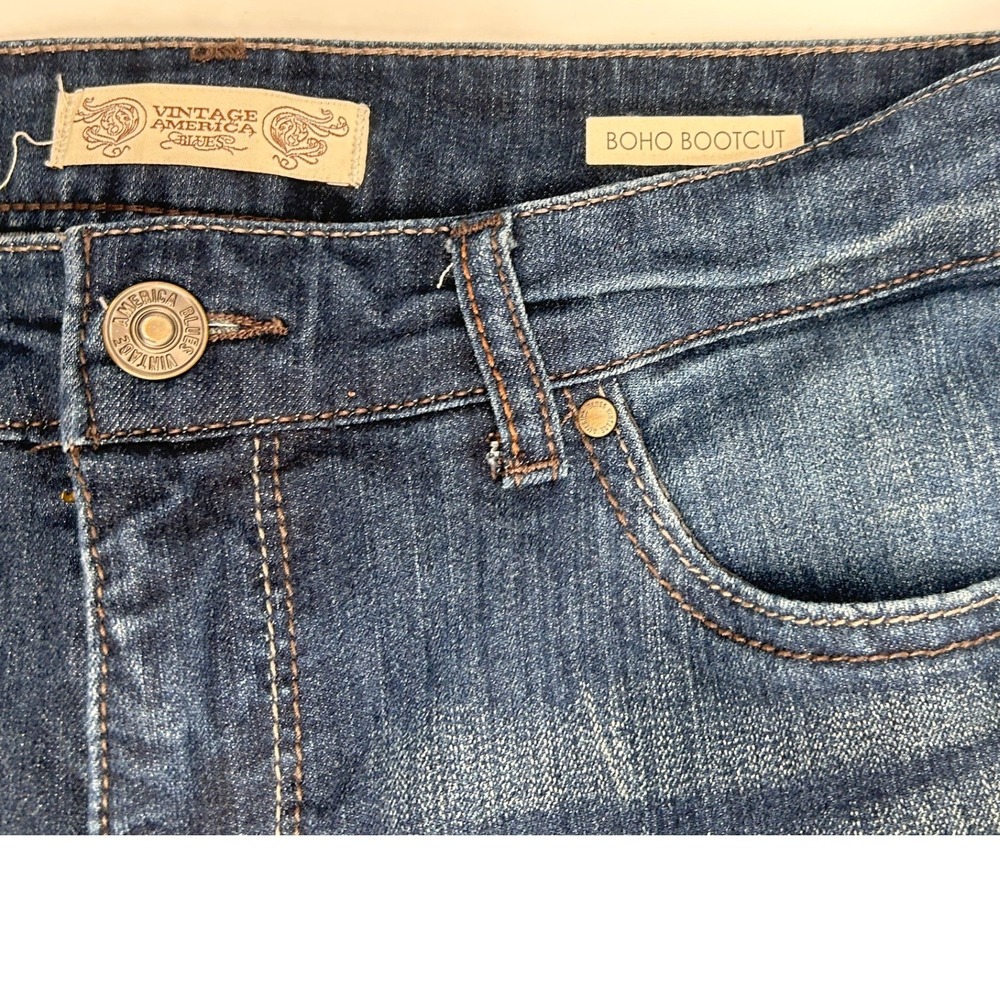 Vintage America Boho Bootcut Jeans Women's Size 10/30 Medium Wash Denim - Picture 5 of 8